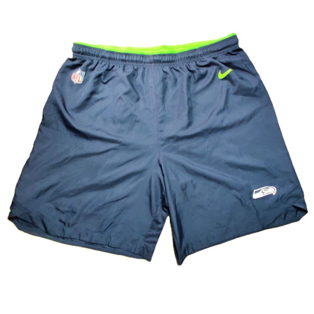 Nike Seattle Seahawks Shorts Men's 3XL Navy Volt Dri-Fit NFL Football